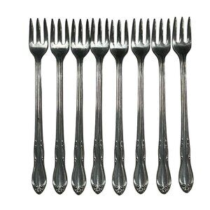 Simeon L George H Rogers Homestead Stainless Cocktail Seafood Set of‎ 8 Forks